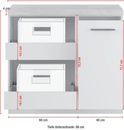 IMPULS KÜCHEN Mehrzweckschrank-Set »Warschau« Unterschrank mit Abfallsammler und Unterschrank für Getränkekisten,, 4 Stk. tlg.