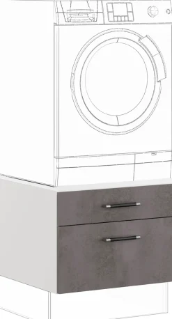 IMPULS KÜCHEN Waschmaschinenumbauschrank »"Prag", Breite/Höhe: 60/43,5 cm, mit Soft-Close« mit Schubkasten, mit Auszug, mit Auflagen für Wäschekorb