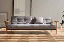 INNOVATION LIVING ™ Schlafsofa »Splitback Frej, Sofa mit Funktion, bequem mit Federkernunterfederung« mit stabilen Armlehnen aus Eichenholz, skandinavisches Design