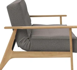 INNOVATION LIVING ™ Schlafsofa »Splitback Frej, Sofa mit Funktion, bequem mit Federkernunterfederung« mit stabilen Armlehnen aus Eichenholz, skandinavisches Design