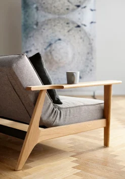 INNOVATION LIVING ™ Schlafsofa »Splitback Frej, Sofa mit Funktion, bequem mit Federkernunterfederung« mit stabilen Armlehnen aus Eichenholz, skandinavisches Design