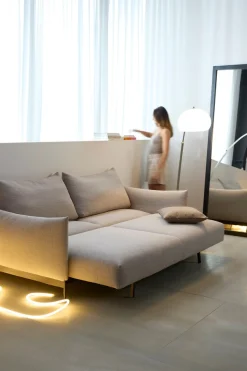 INNOVATION LIVING ™ Schlafsofa »MALLOY, Sofa mit Funktion - komfortabel & bequem, modernes Design« hohe Rückenlehne, schmale Armlehnen, inklusive Bettaufbewahrung