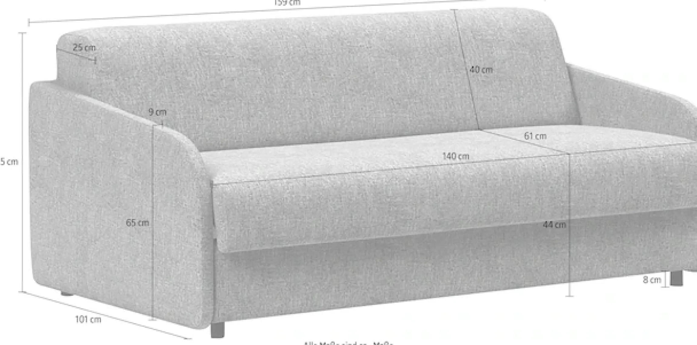 INNOVATION LIVING ™ 3-Sitzer »Eivor, hochwertige Dauerschlaffunktion, bequem und komfortabel« Schlafsofa mit innenliegender Schlafmatratze und schmalen Armlehnen