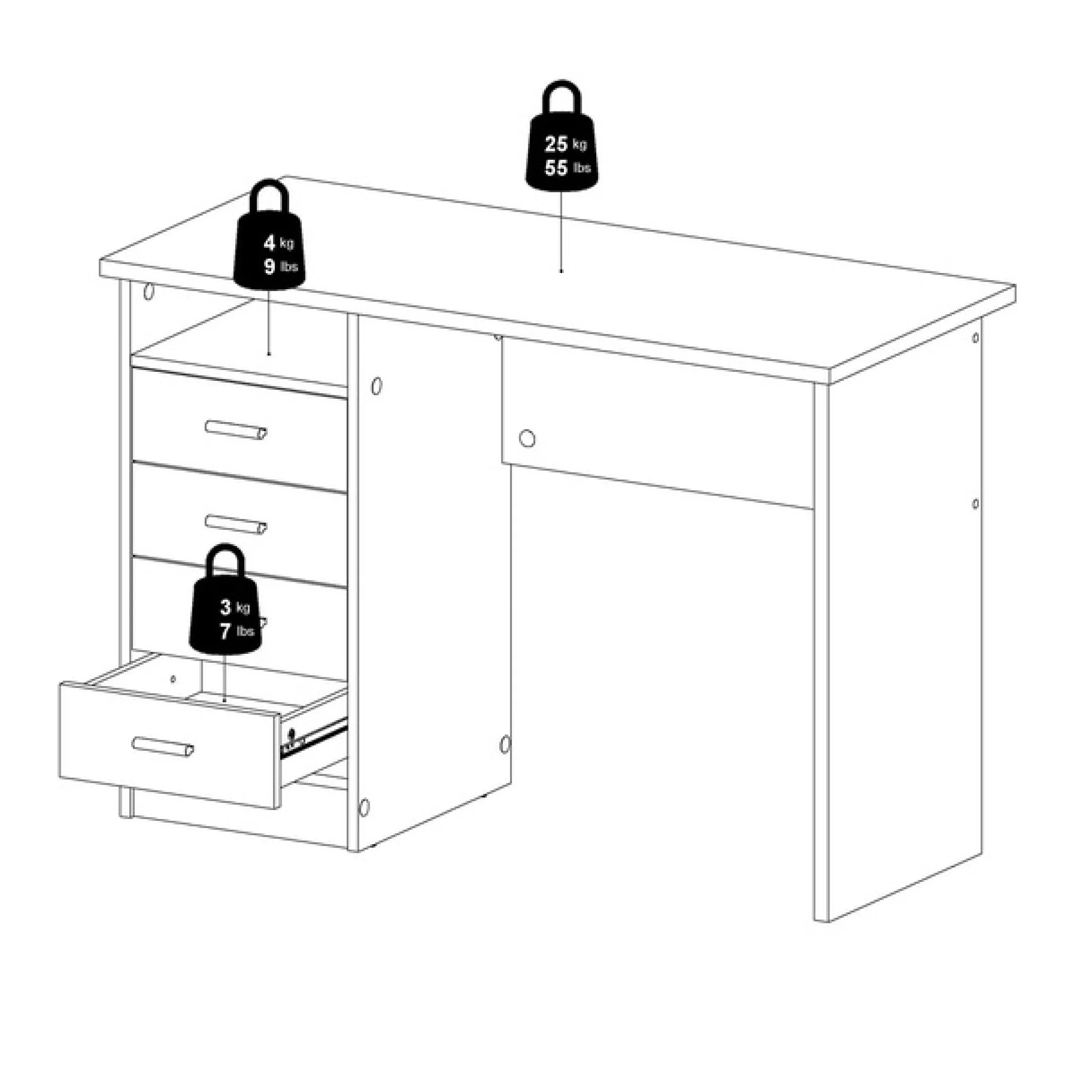 INOSIGN Schreibtisch »Funktion Plus, Arbeitstisch, Bürotisch« Computertisch mit 4 Schubladen und 1 offenen Fach, Breite 110 cm