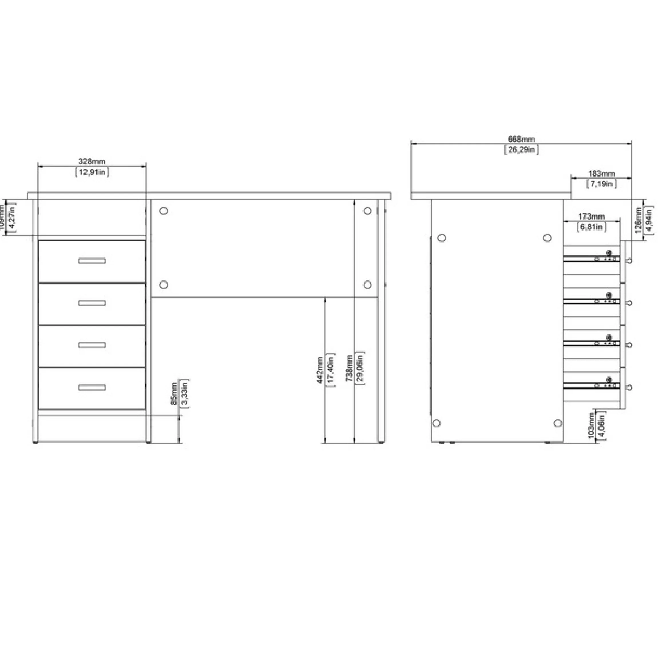 INOSIGN Schreibtisch »Funktion Plus, Arbeitstisch, Bürotisch« Computertisch mit 4 Schubladen und 1 offenen Fach, Breite 110 cm
