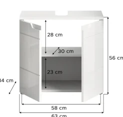 INOSIGN Waschbeckenunterschrank »CAPRI, Breite 63 cm, mit Siphonausschnitt,2 Türen & 1 Einlegeboden« WBU, Unterschrank, Badschrank, Badunterschrank, Waschbeckenschrank
