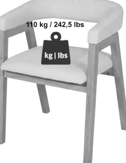 Jahnke Armlehnstuhl »BOW SIT DUO« (Set) Esszimmerstuhl (2er Set), Massivholz, Boucle-Stoff,bis 110kg belastbar