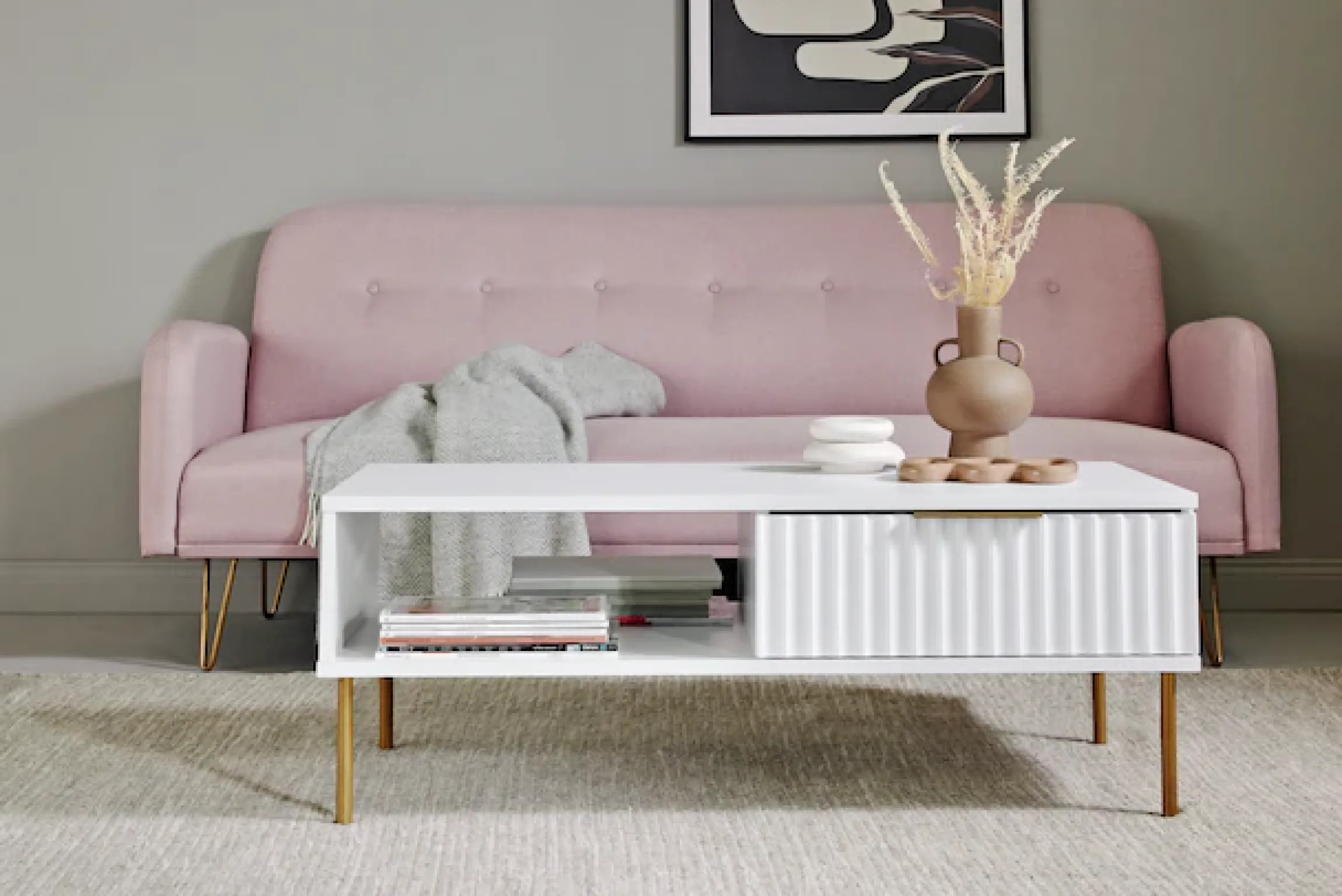 Jahnke Couchtisch »CARVE COFFEE SK« 1 Stk. tlg. Couchtisch mit Schublade und Fach, Gold-Look, raffiniertes Design