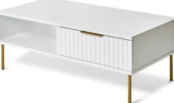 Jahnke Couchtisch »CARVE COFFEE SK« 1 Stk. tlg. Couchtisch mit Schublade und Fach, Gold-Look, raffiniertes Design