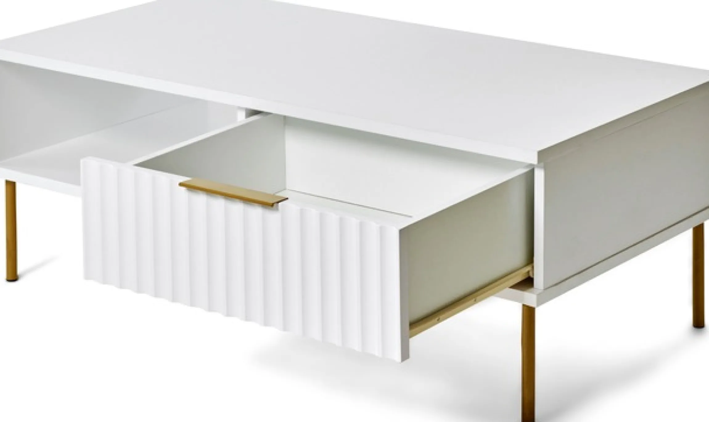 Jahnke Couchtisch »CARVE COFFEE SK« 1 Stk. tlg. Couchtisch mit Schublade und Fach, Gold-Look, raffiniertes Design