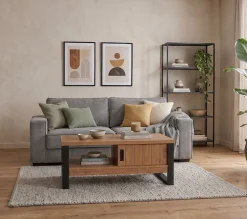 Jahnke Couchtisch »RIVA COFFEE« Couchtisch mit Stauraum & Schiebetüren, Eiche-Optik, Breite: 108,5 cm