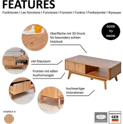 Jahnke Couchtisch »WAVE COFFEE SK« 1 Stk. tlg. Couchtisch, Retro-Stil, Stauraum, Fronten in raffiniertem Wellendesign