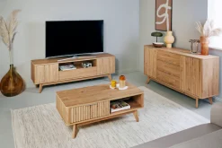 Jahnke Couchtisch »WAVE COFFEE SK« 1 Stk. tlg. Couchtisch, Retro-Stil, Stauraum, Fronten in raffiniertem Wellendesign