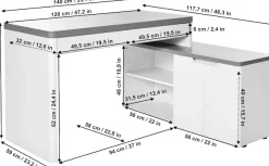 Jahnke Eckschreibtisch »LIBRE C 155 E« 1 Stk. tlg. wechselseitig montierbar, Breite ca. 140 cm