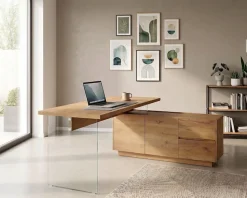 Jahnke Eckschreibtisch »LUX C 160 E« Eckschreibtisch, wechselseitig montierbar, Glas, 2 Fächer+2Schubladen