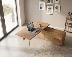 Jahnke Eckschreibtisch »LUX C 160 E« Eckschreibtisch, wechselseitig montierbar, Glas, 2 Fächer+2Schubladen
