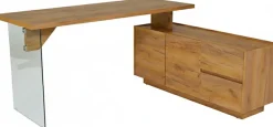 Jahnke Eckschreibtisch »LUX C 160 E« Eckschreibtisch, wechselseitig montierbar, Glas, 2 Fächer+2Schubladen