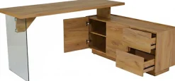 Jahnke Eckschreibtisch »LUX C 160 E« Eckschreibtisch, wechselseitig montierbar, Glas, 2 Fächer+2Schubladen