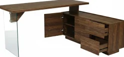 Jahnke Eckschreibtisch »LUX C 160 E« Eckschreibtisch, wechselseitig montierbar, Glas, 2 Fächer+2Schubladen