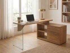 Jahnke Eckschreibtisch »LUX C 135 E« Eckschreibtisch,wechselseitig montierbar,Glas,1 Schublade & 2 Fächer