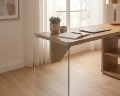 Jahnke Eckschreibtisch »LUX C 135 E« Eckschreibtisch,wechselseitig montierbar,Glas,1 Schublade & 2 Fächer