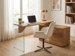 Jahnke Eckschreibtisch »LUX C 135 E« Eckschreibtisch,wechselseitig montierbar,Glas,1 Schublade & 2 Fächer