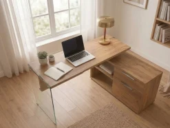 Jahnke Eckschreibtisch »LUX C 135 E« Eckschreibtisch,wechselseitig montierbar,Glas,1 Schublade & 2 Fächer