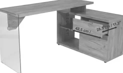Jahnke Eckschreibtisch »LUX C 135 E« Eckschreibtisch,wechselseitig montierbar,Glas,1 Schublade & 2 Fächer