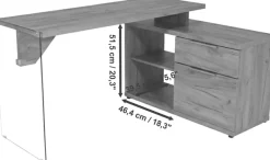 Jahnke Eckschreibtisch »LUX C 135 E« Eckschreibtisch,wechselseitig montierbar,Glas,1 Schublade & 2 Fächer