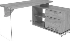 Jahnke Eckschreibtisch »LUX C 135 E« Eckschreibtisch,wechselseitig montierbar,Glas,1 Schublade & 2 Fächer