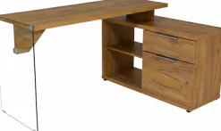 Jahnke Eckschreibtisch »LUX C 135 E« Eckschreibtisch,wechselseitig montierbar,Glas,1 Schublade & 2 Fächer
