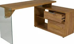 Jahnke Eckschreibtisch »LUX C 135 E« Eckschreibtisch,wechselseitig montierbar,Glas,1 Schublade & 2 Fächer