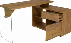 Jahnke Eckschreibtisch »LUX C 135 E« Eckschreibtisch,wechselseitig montierbar,Glas,1 Schublade & 2 Fächer