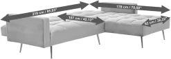 Jahnke Ecksofa »CHILLAX POSH CORNER« mit Schlaffunktion, wechselseitig montierbar, 244 x 150 cm