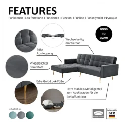 Jahnke Ecksofa »CHILLAX POSH CORNER« mit Schlaffunktion, wechselseitig montierbar, 244 x 150 cm