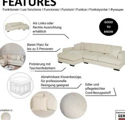 Jahnke Ecksofa »RELAX ASPEN CORNER« Platz für bis zu 5 Personen,Taschenfederkernpolsterung,L-Form,B:271 cm