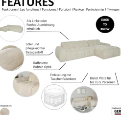 Jahnke Ecksofa »RELAX BUBBLE CORNER« Platz für bis zu 5 Personen,Taschenfederkernpolsterung,L-Form,B:305 cm