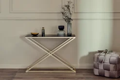 Jahnke Konsolentisch »XTRA CONSOLE« 1 Stk. tlg. Konsole/Beistelltisch in Gold-Look, aus Sicherheitsglas gefertigt