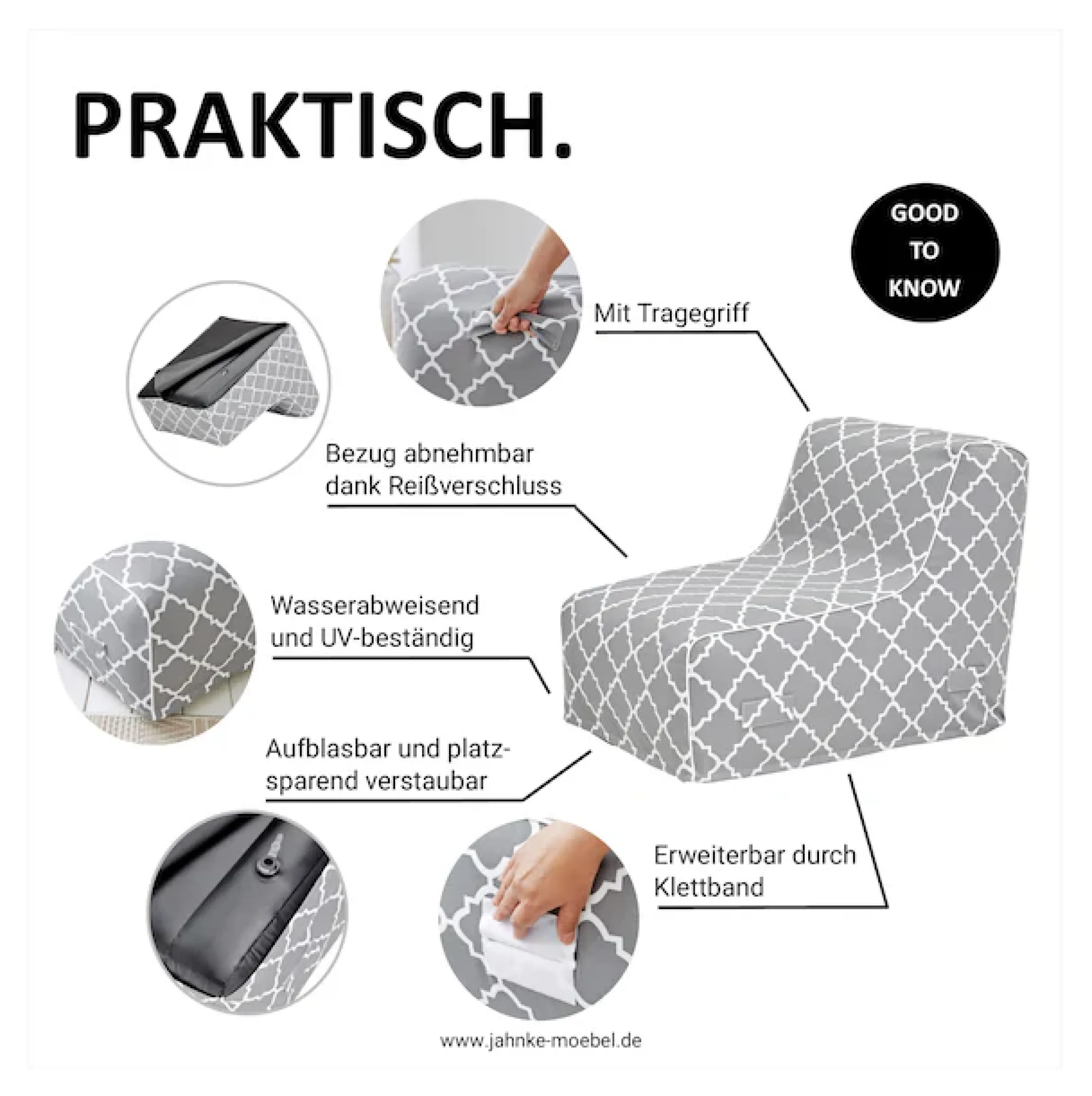 Jahnke Loungesessel »AIR LOUNGE« 1 Stk. tlg. aufblasbar, Indoor & Outdoor, 60 cm Sitztiefe