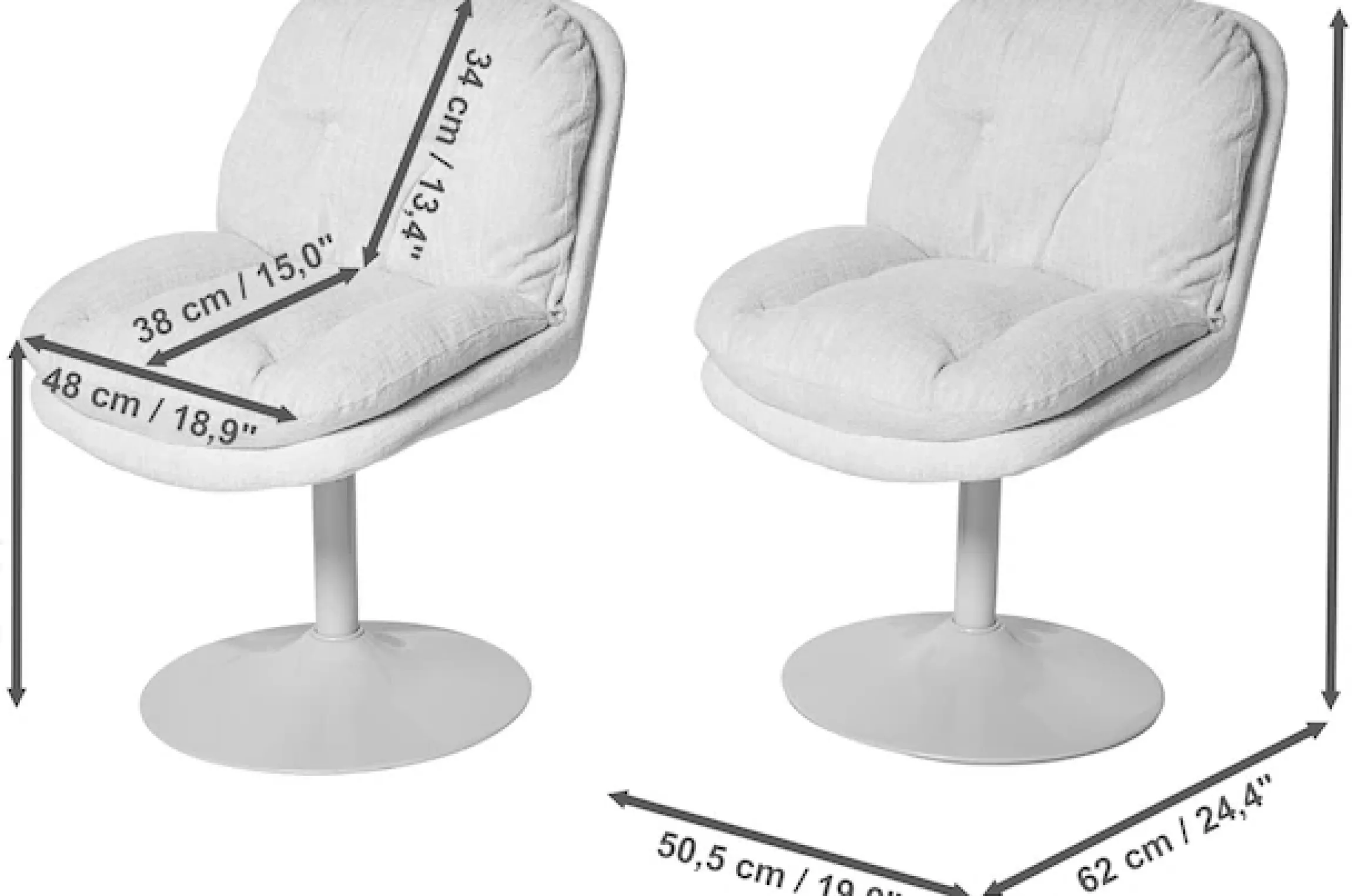 Jahnke Schalenstuhl »KISS TWIST DUO« () 2er Set, drehbar, gepolstert, Metallgestell, B:50,5xT:62xH:80 cm