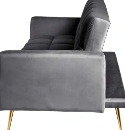 Jahnke Schlafsofa »CHILLAX POSH« mit Schlaffunktion, edler Samtstoff & Füße im Gold-Look, Breite 213 cm