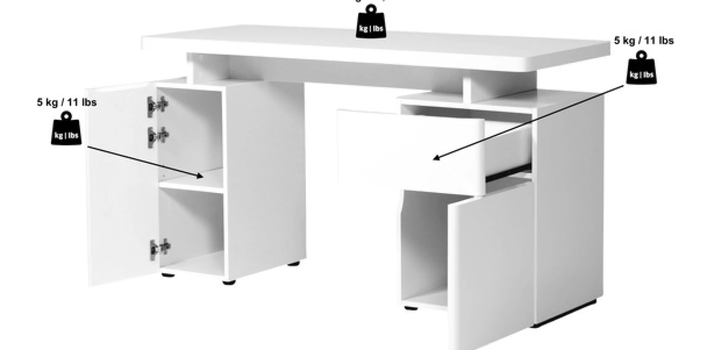 Jahnke Schreibtisch »CU-LIBRE 140« 1 Stk. tlg. Platzsparender Arbeitsplatz, mit 1 Schublade und 2 Türen, 135 cm
