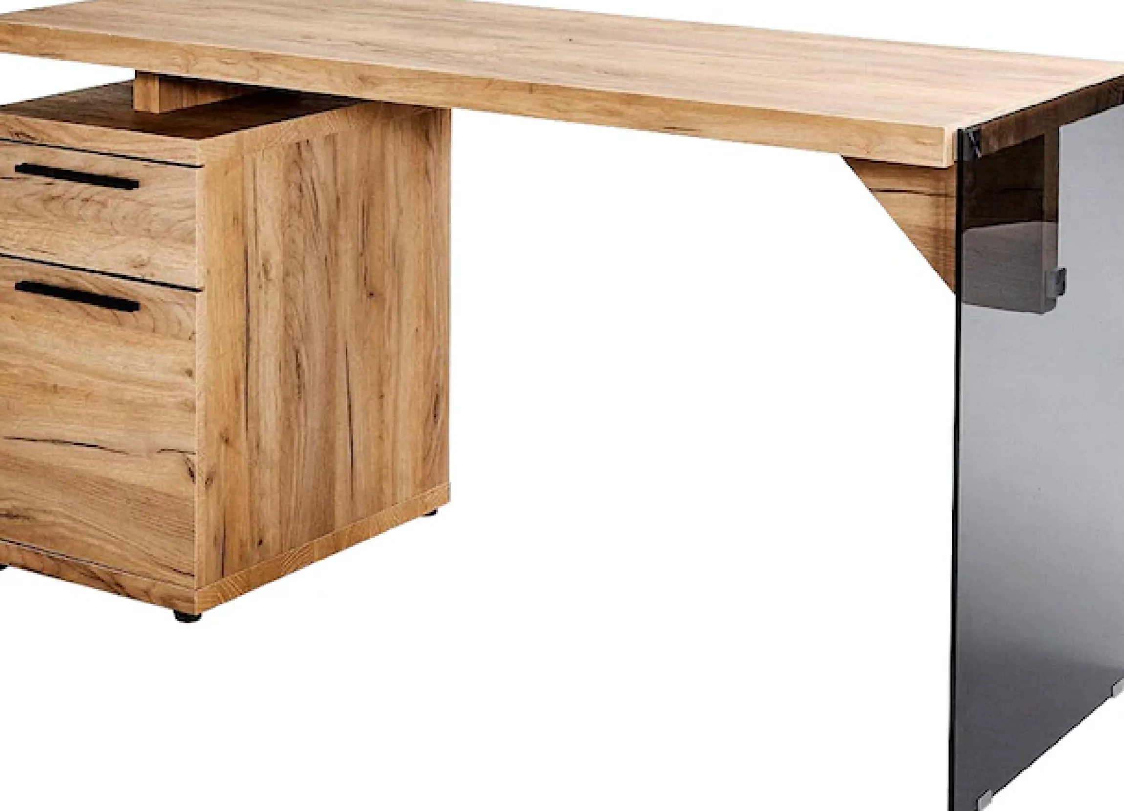 Jahnke Schreibtisch »LUX C 140« wechselseitig montierbar, Seitenteil aus ESG Sicherheitsglas