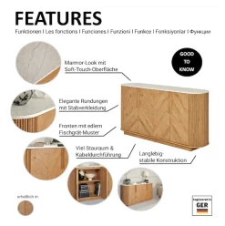 Jahnke Sideboard »ARROW SB 160« 1 Stk. tlg. Sideboard, abgerundet, Fischgrät-Muster, Breite 159,5 cm