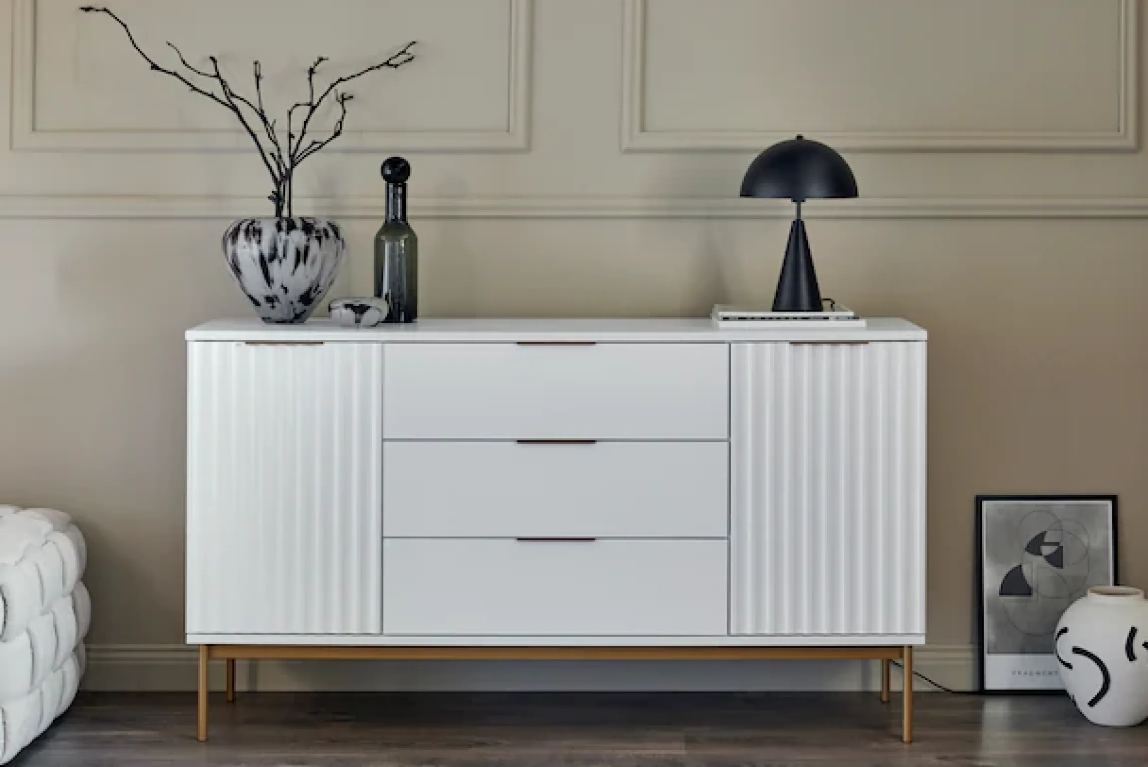 Jahnke Sideboard »CARVE SB 150« 1 Stk. tlg. Sideboard, raffiniertes Design, edler Gold-Look, Breite 150 cm