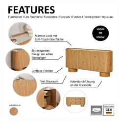 Jahnke Sideboard »CIRCO SB 160« 1 Stk. tlg. Sideboard, 3-türig, gerundetes Design, Marmor-Look, Breite 160 cm