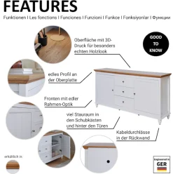 Jahnke Sideboard »COTTAGE SB 150« 1 Stk. tlg. Sideboard, Landhausstil, 2 Türen und 3 Schubladen, Breite ca. 150 cm