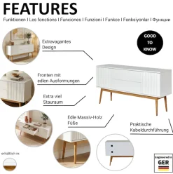 Jahnke Sideboard »GRACE SB 150« Sideboard, 2 Türen & 2 Schubladen, Skandi-Design, Breite: 150 cm