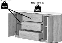 Jahnke Sideboard »GROOVE SB 160« 1 Stk. tlg. Sideboard, abgerundet, Marmor-Look, Breite ca. 159,5 cm