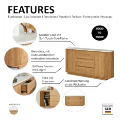 Jahnke Sideboard »GROOVE SB 160« 1 Stk. tlg. Sideboard, abgerundet, Marmor-Look, Breite ca. 159,5 cm